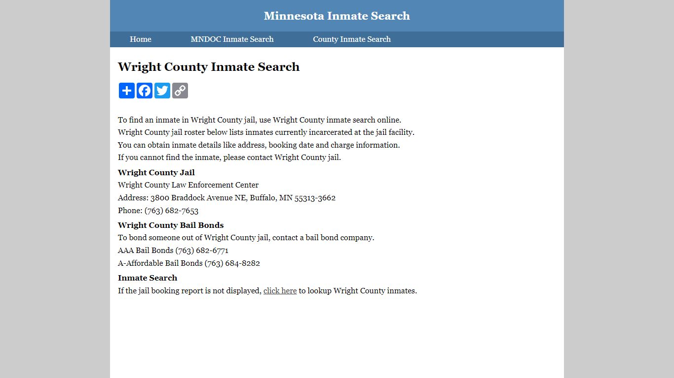 Wright County Inmate Search
